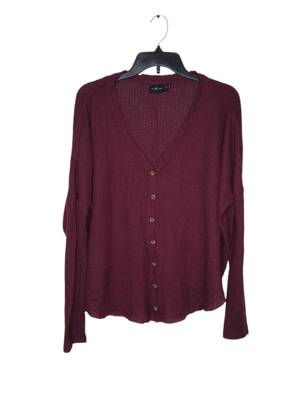 Urban Outfitters Maroon Button-Front V-Neck Cardigan